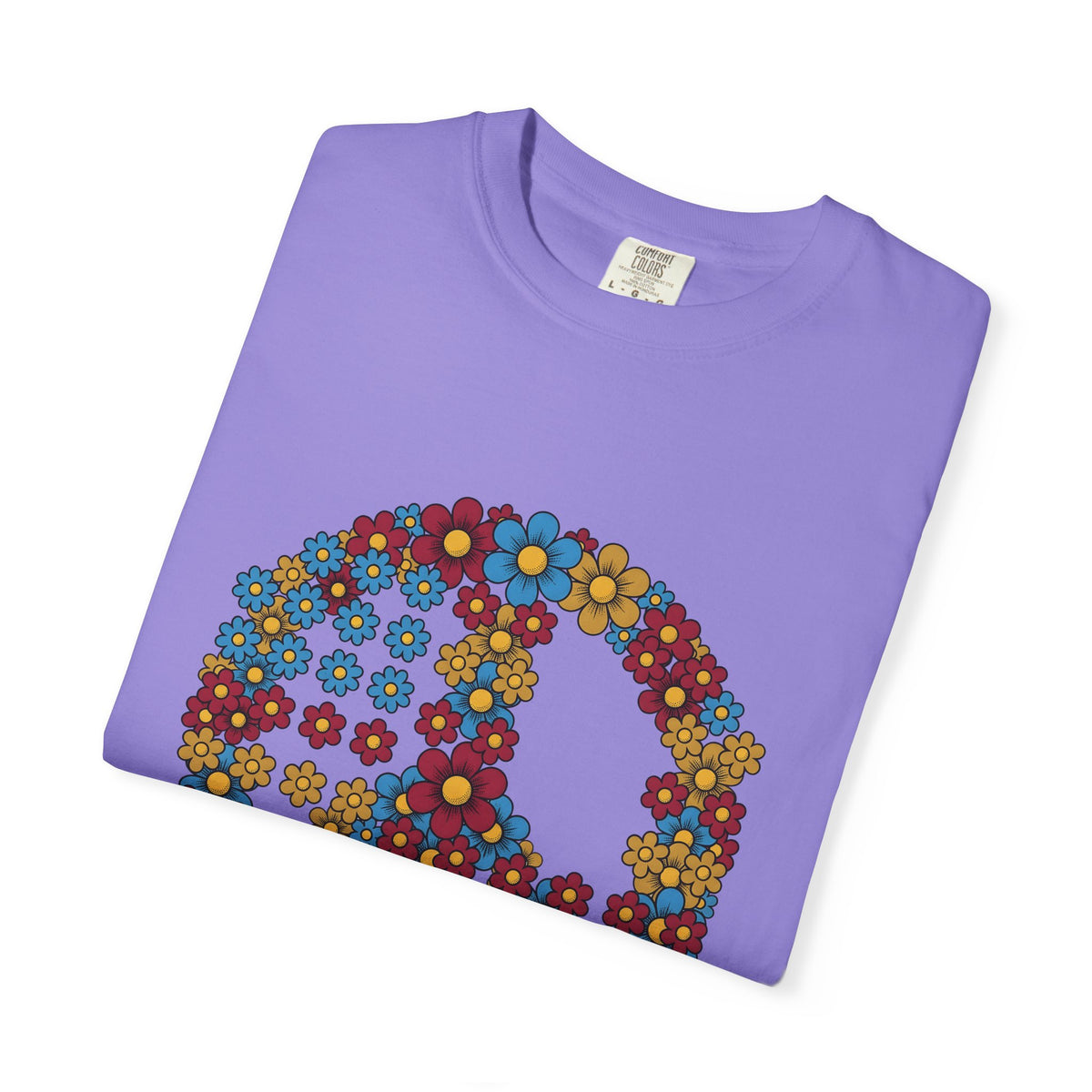 Peace Symbol Flower T-Shirt N Symbol Gift Women Hippie T-Shirt Peace Sign T-Shirt Nature Enthusiast Bohemian T-Shirt Iconic Graphic Retro Chamomile
