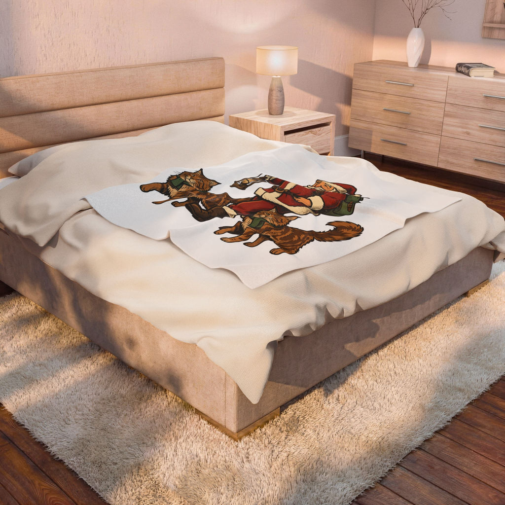 Holiday Cats Blanket Christmas Felines Gift Women Rustic Blanket Kitty Blanket Xmas Fan Cat Graphic Vintage Blanket Cartoon Lamp Blanket