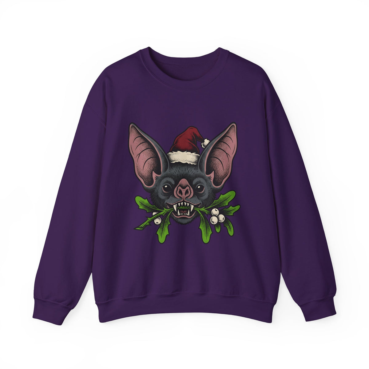 Bat Christmas Hat Sweatshirt Christmas Alternative Gift Women Traditional Sweatshirt Santa Hat Sweatshirt Xmas Fan Vintage Sweatshirt Gothic Graphic Retro