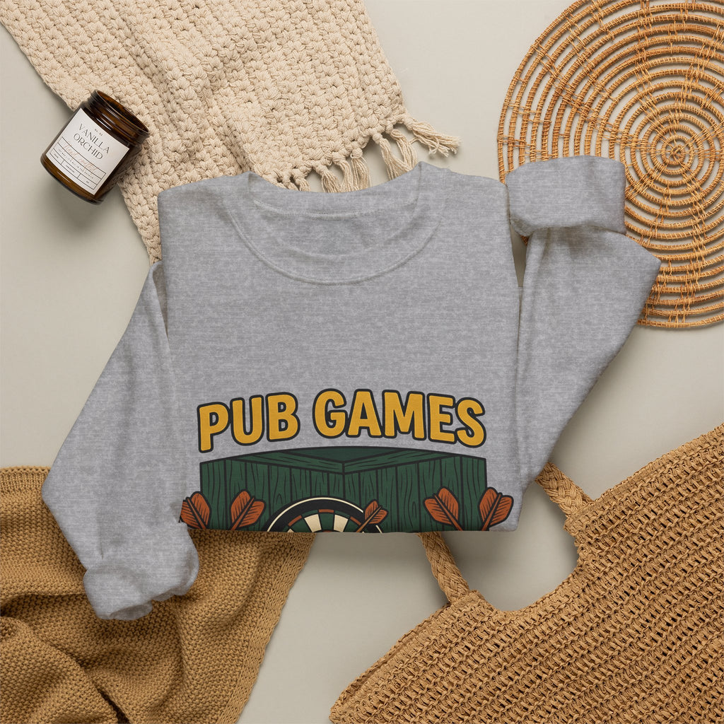 Darts Game Sweatshirt Sports Lounge Gift Women Grunge Sweatshirt Darts Sweatshirt Athlete Fan Distressed Sweatshirt Relaxation Graphic Cartoon Ale Glass Sweatshirt