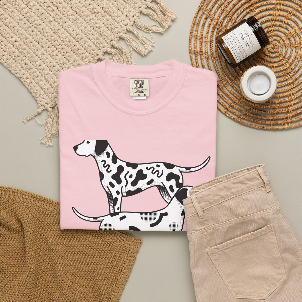 Dalmatian T-Shirt Dog Fauna Gift Women Flat T-Shirt Dalmatian T-Shirt Dog Fan Graphic Design Illustration Sketch Spot Design T-Shirt