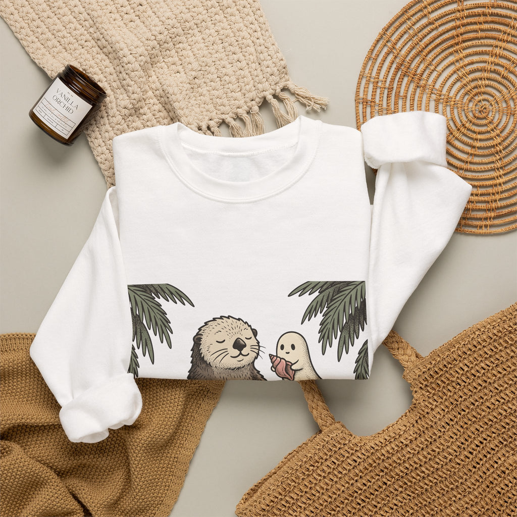 Otter Wave Sweatshirt Sports Seaside Gift Women Playful Sweatshirt Otter Sweatshirt Athlete Fan Cartoon Sweatshirt Coastal Graphic Old School Apparition Sweatshirt