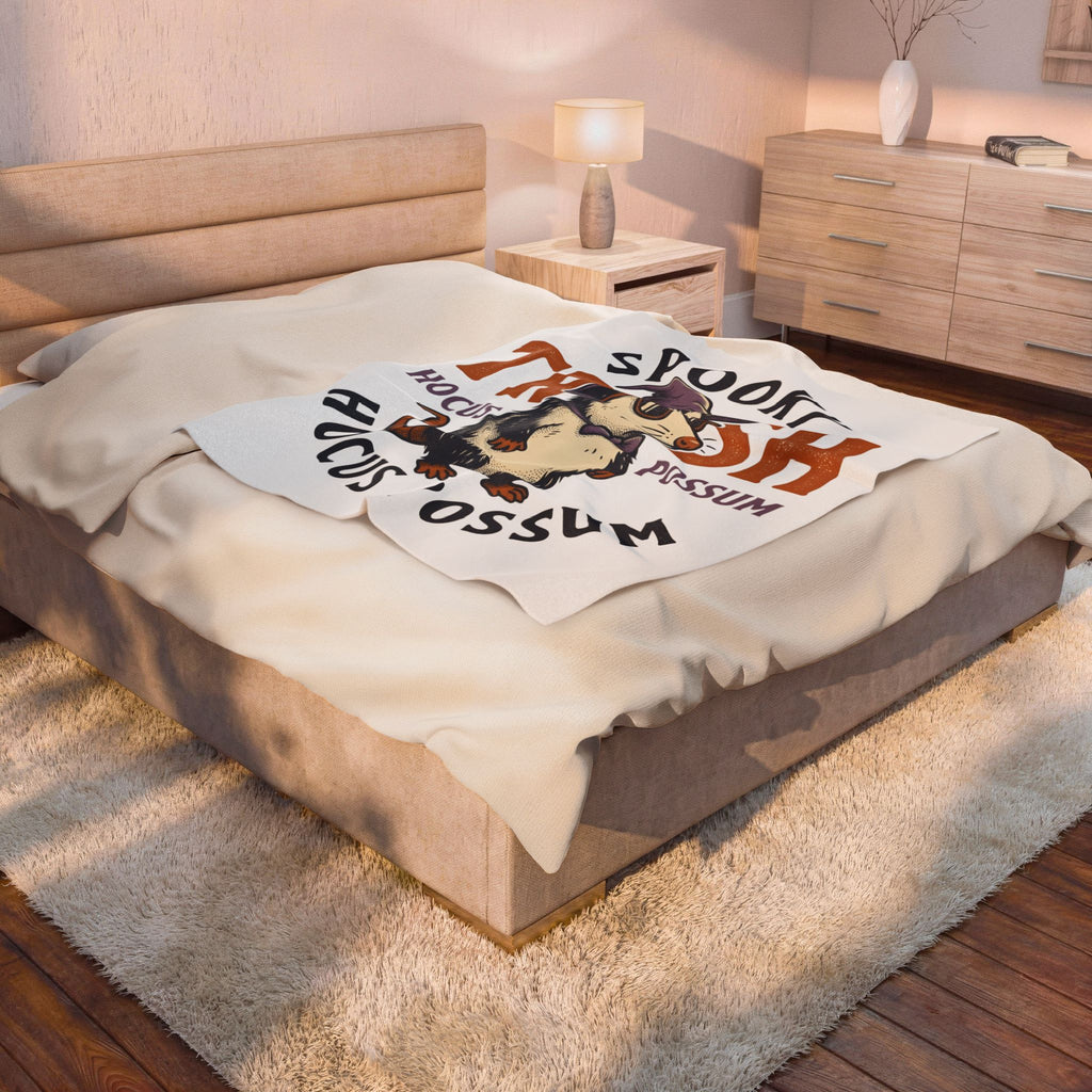 Possum Wizard Halloween Animal Gift Vintage Opossum Spooky Fan Retro Creature Hand Drawn Blanket