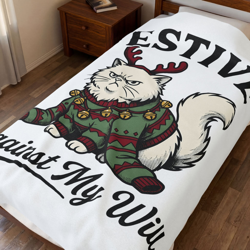 Grumpy Cat Blanket Christmas Pets Gift Women Cartoon Blanket Grumpyt Cat Blanket Xmas Fan Feline Graphic Blanket Vintage Antlers Blanket