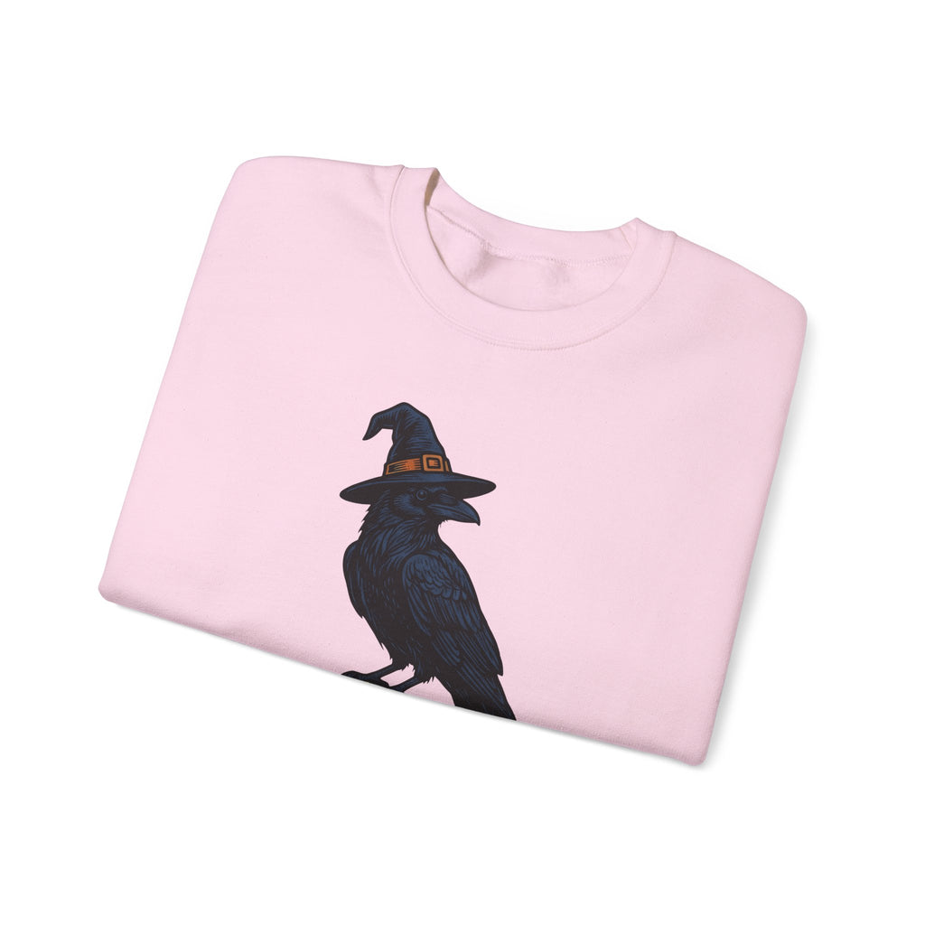 Raven Wizard Hat Sweatshirt Halloween Horror Gift Women Antique Sweatshirt Witch Hat Sweatshirt Spooky Fan Occult Sweatshirt Horror Graphic Ink Fortune Ball