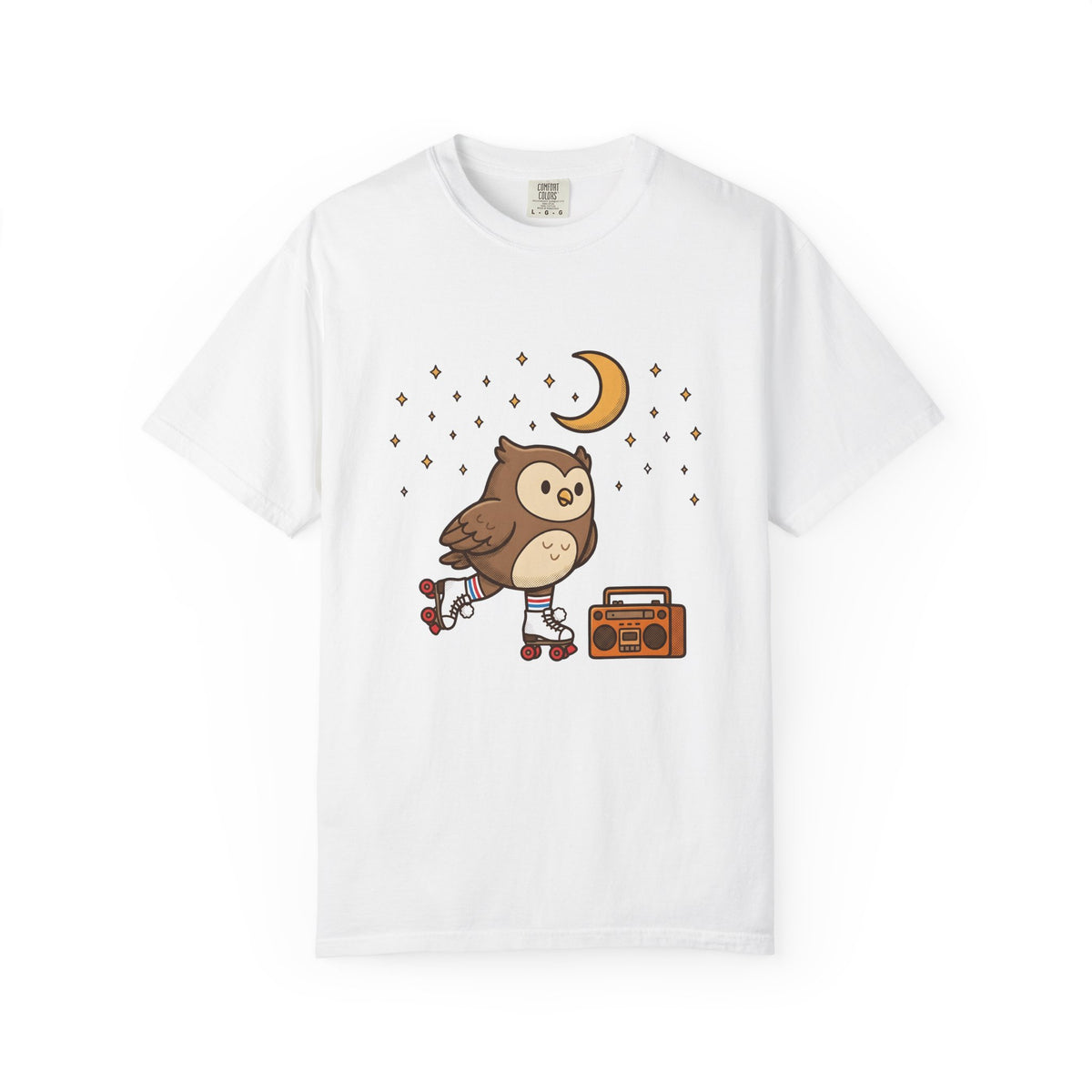 Owl Skating Shoes T-Shirt Sports Creatures Gift Women Kawaii T-Shirt Roller Skates T-Shirt Athlete Fan Animal Graphic T-Shirt Classic Music Player