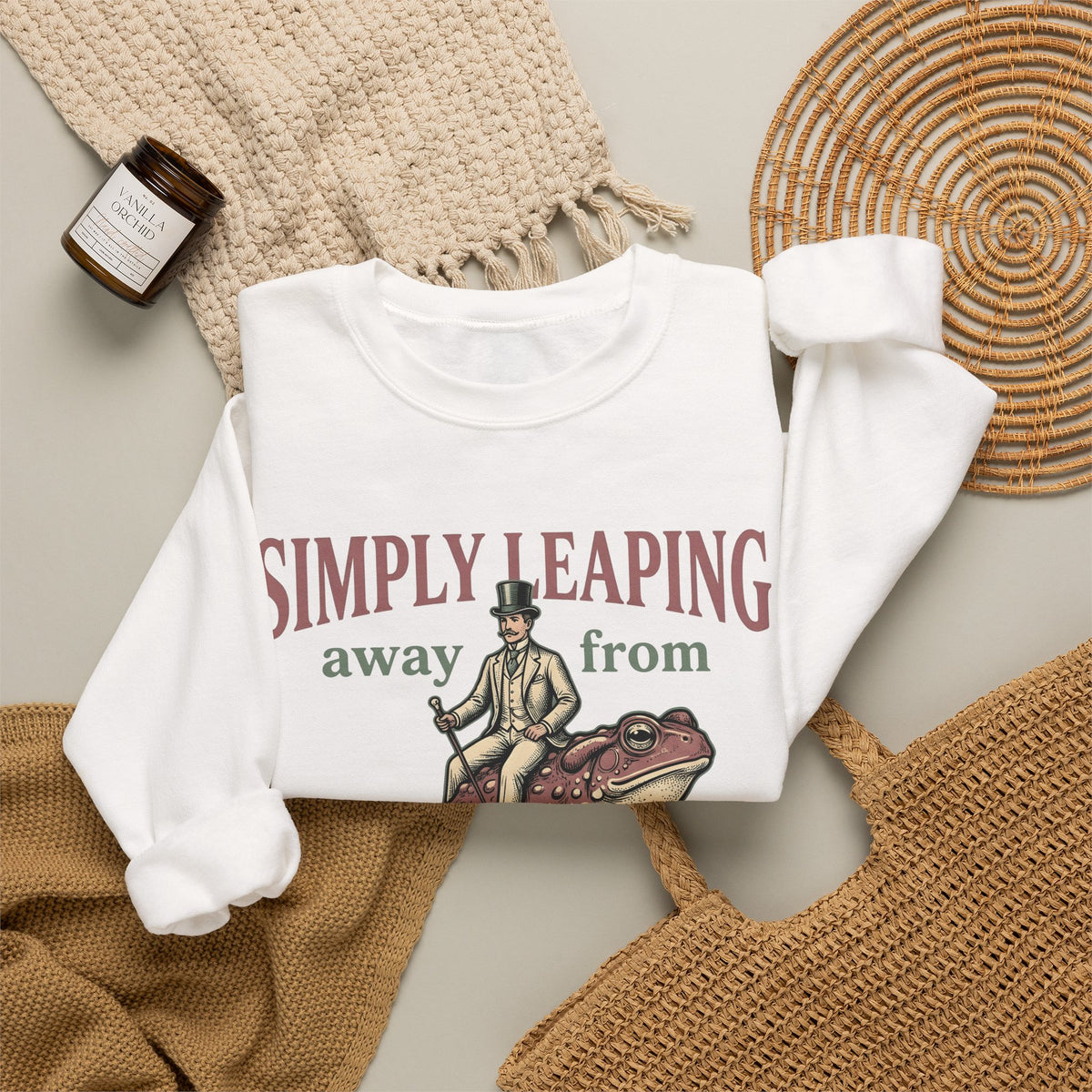 Man Riding Toad Sweatshirt Funny Animal Gift Women Vintage Sweatshirt Rider Sweatshirt Humor Fan Retro Illustration Graphic Retro Top Hat Sweatshirt