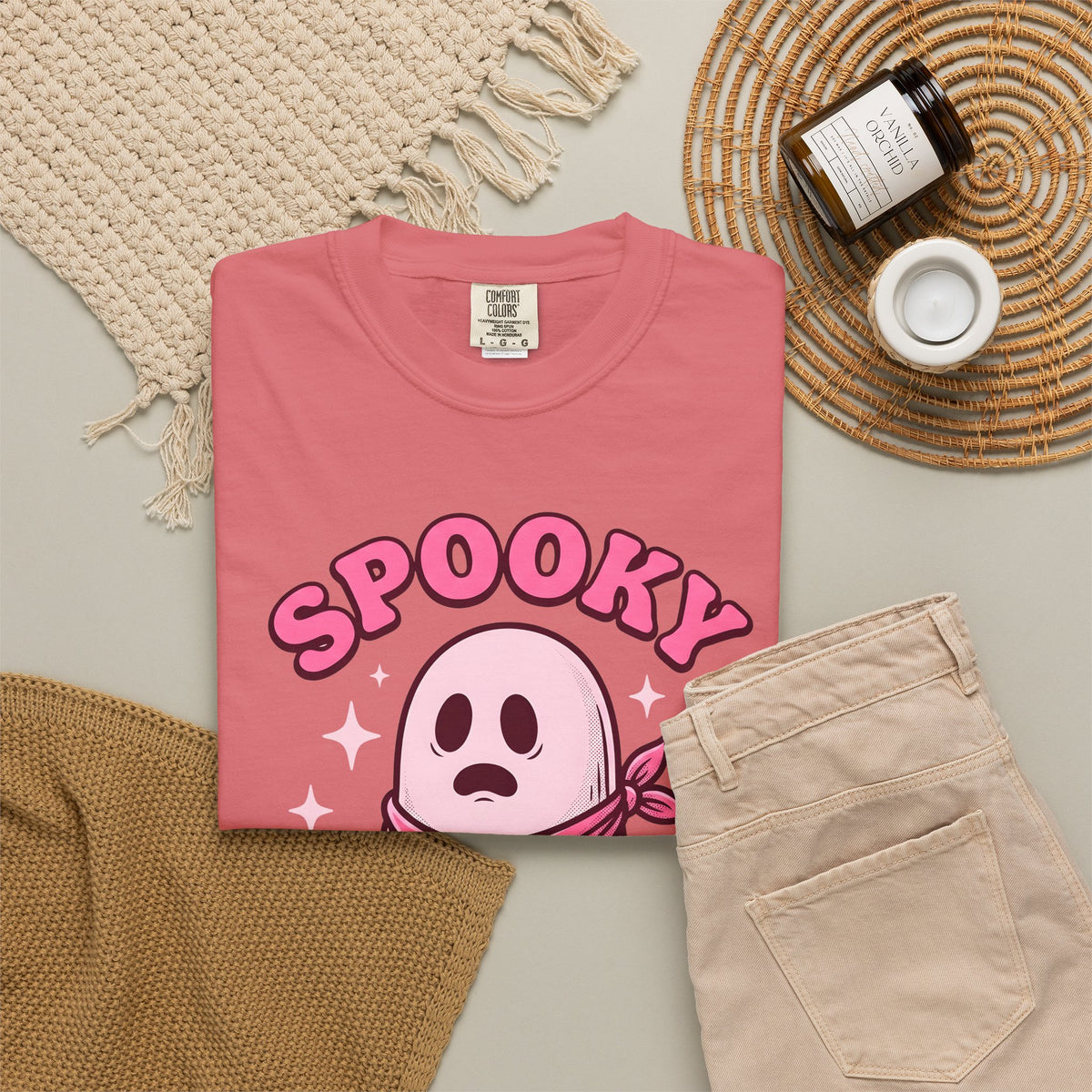 Ghost Scarf Cowgirl Season Gift Comic Scarf Rodeo Fan Cartoon Autumn Vintage Glitter T-Shirt