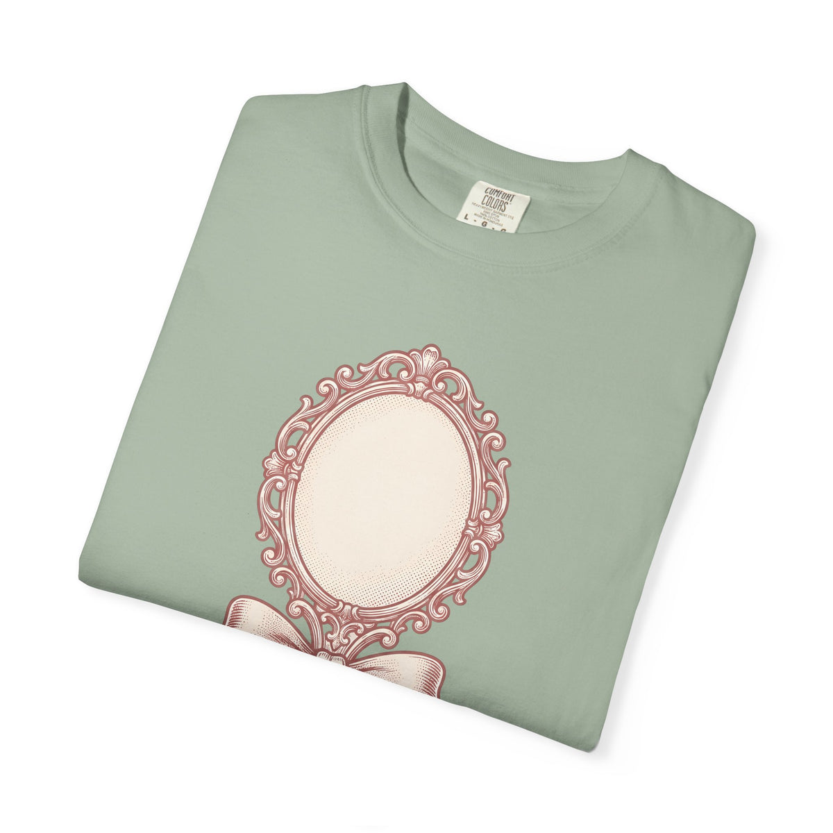 Fancy Mirror T-Shirt Cute Clothing Gift Women Antique T-Shirt Glass T-Shirt Adorable Fan Vintage T-Shirt Apparel Graphic Doodle Knot T-Shirt