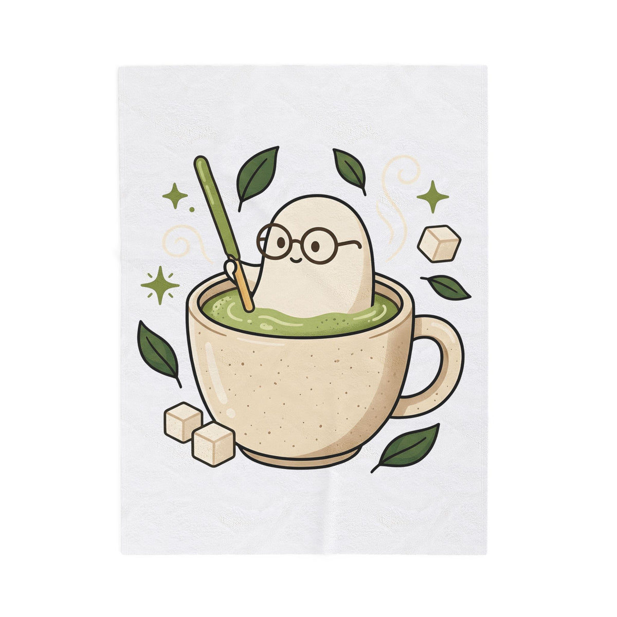 Green Tea Blanket Blanket Coffee Cuisine Gift Women Cute Blanket Tea Cup Blanket Coffee Fan Food Graphic Blanket Sketch Sugar Lumps Blanket