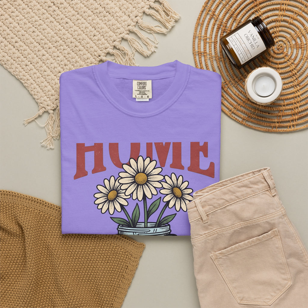 Daisy Glass Jar T-Shirt America Country Gift Women Retro T-Shirt Mason Jar T-Shirt Patriot Fan Vintage T-Shirt Rural Graphic Sketch Flag Ribbon
