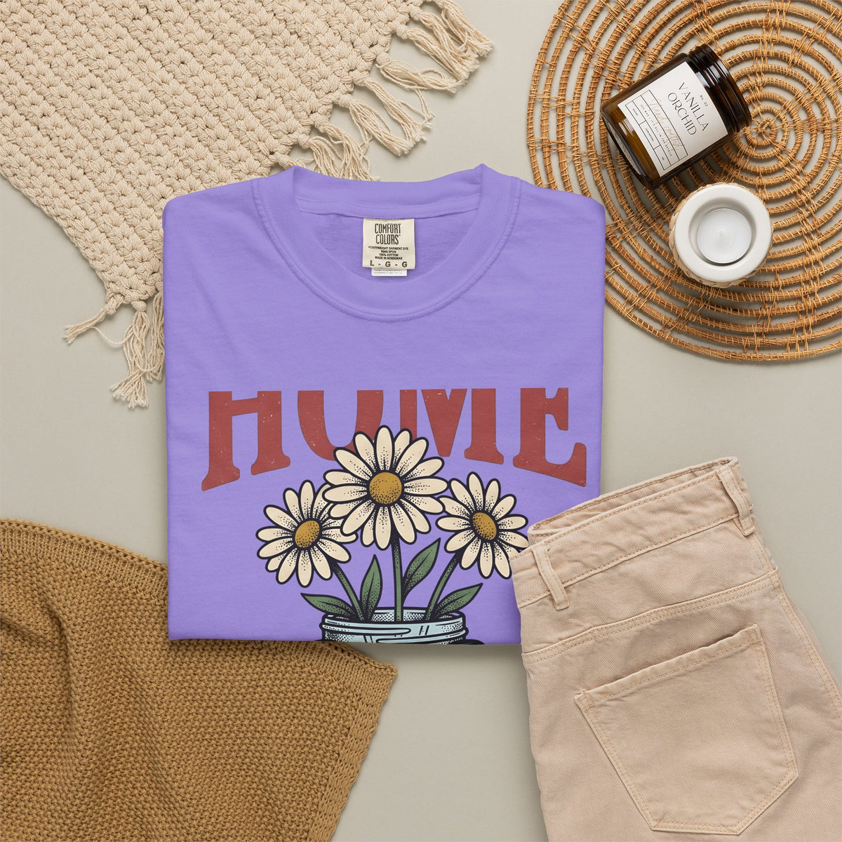 Daisy Glass Jar T-Shirt America Country Gift Women Retro T-Shirt Mason Jar T-Shirt Patriot Fan Vintage T-Shirt Rural Graphic Sketch Flag Ribbon