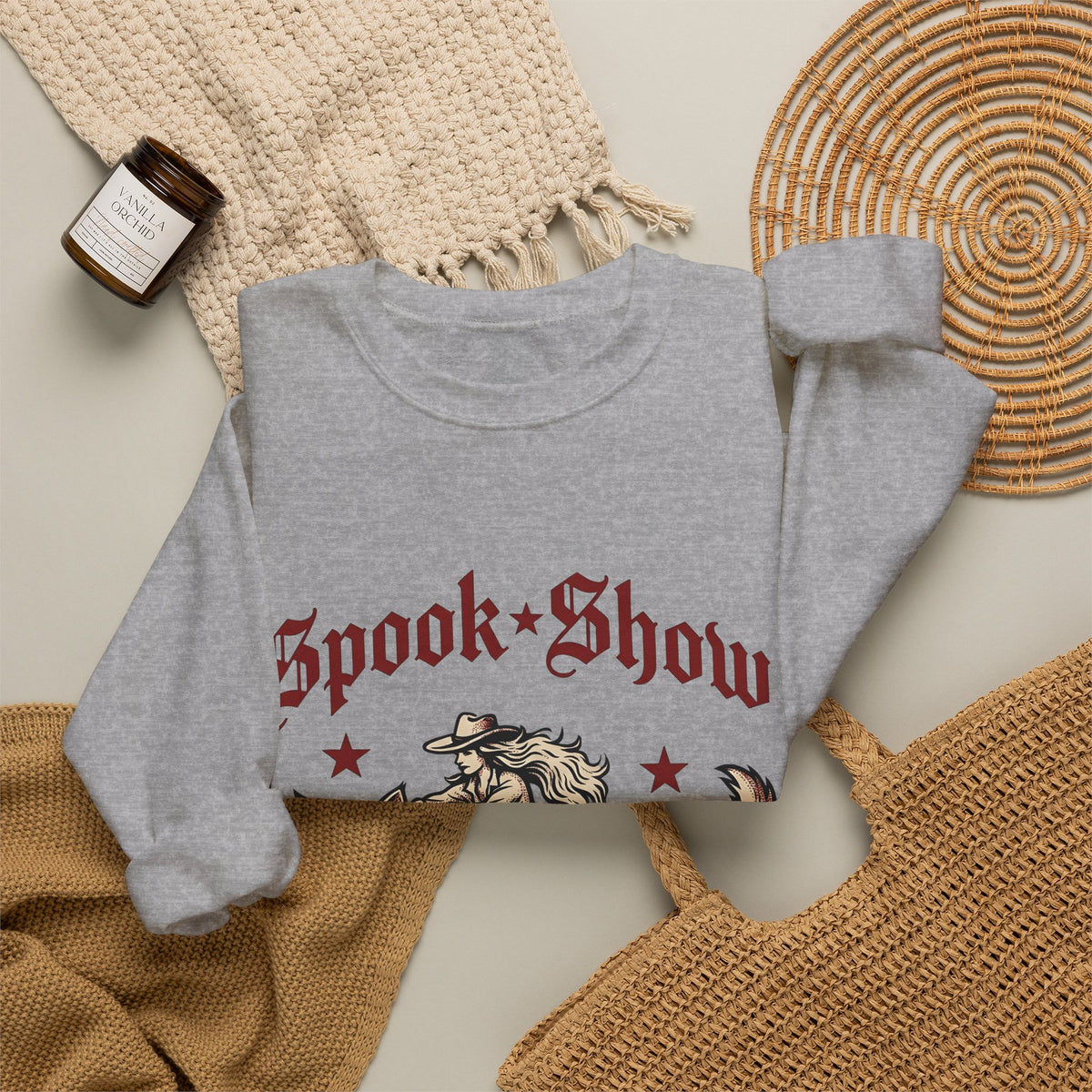 Cowgirl Kitten Halloween Rodeo Gift Farmhouse Kitten Horror Fan Rustic Rodeo Nostalgic Twinkles Sweatshirt