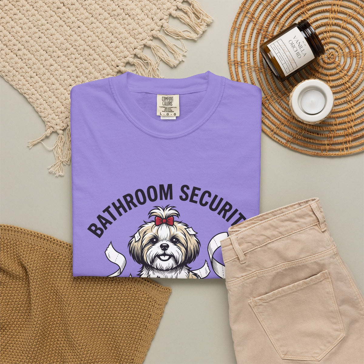 Shih Tzu Puppy T-Shirt Dog Joke Gift Women Comic T-Shirt Puppy T-Shirt Dog Fan Cartoon T-Shirt Humor Graphic Sketch Bathroom Paper T-Shirt