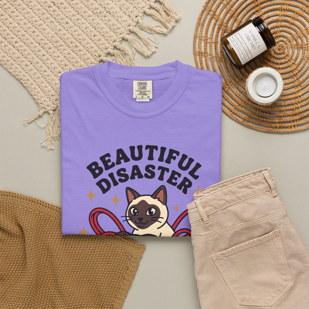 Siamese Kitten T-Shirt Cat Pet Gift Women Comic T-Shirt Kitten T-Shirt Cat Fan Cartoon T-Shirt Animal Graphic Vintage Wool Ball T-Shirt