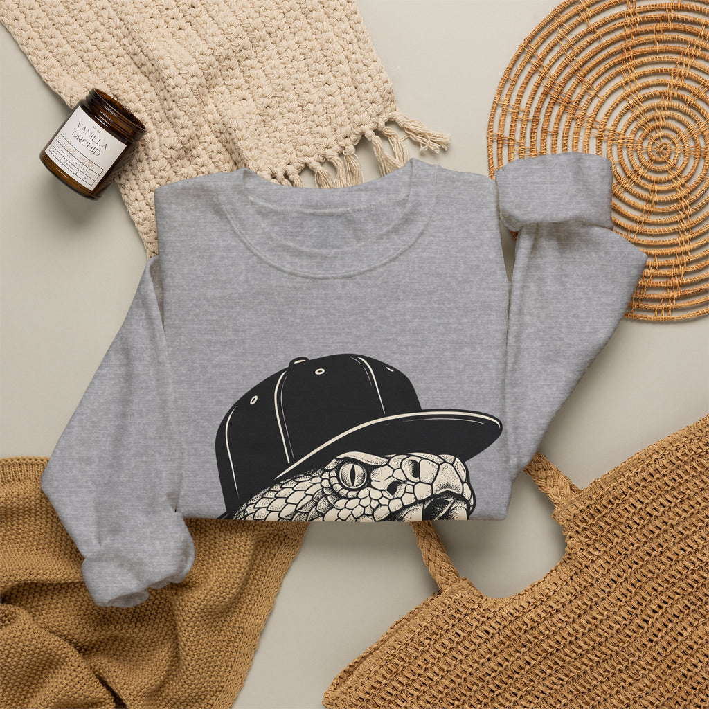 Snake Cap Sweatshirt Streetwear Animal Gift Women Tattoo Sweatshirt Cobra Sweatshirt Urban Fan Ink Sweatshirt Wildlife Graphic Vintage Fangs Sweatshirt