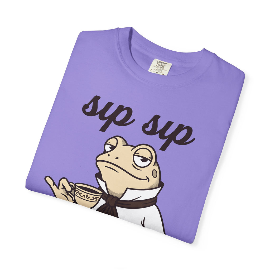 Frog Tea T-Shirt Funny Animal Gift Women Cartoon T-Shirt Tea T-Shirt Humor Fan Comic T-Shirt Creature Graphic Vintage Suit T-Shirt