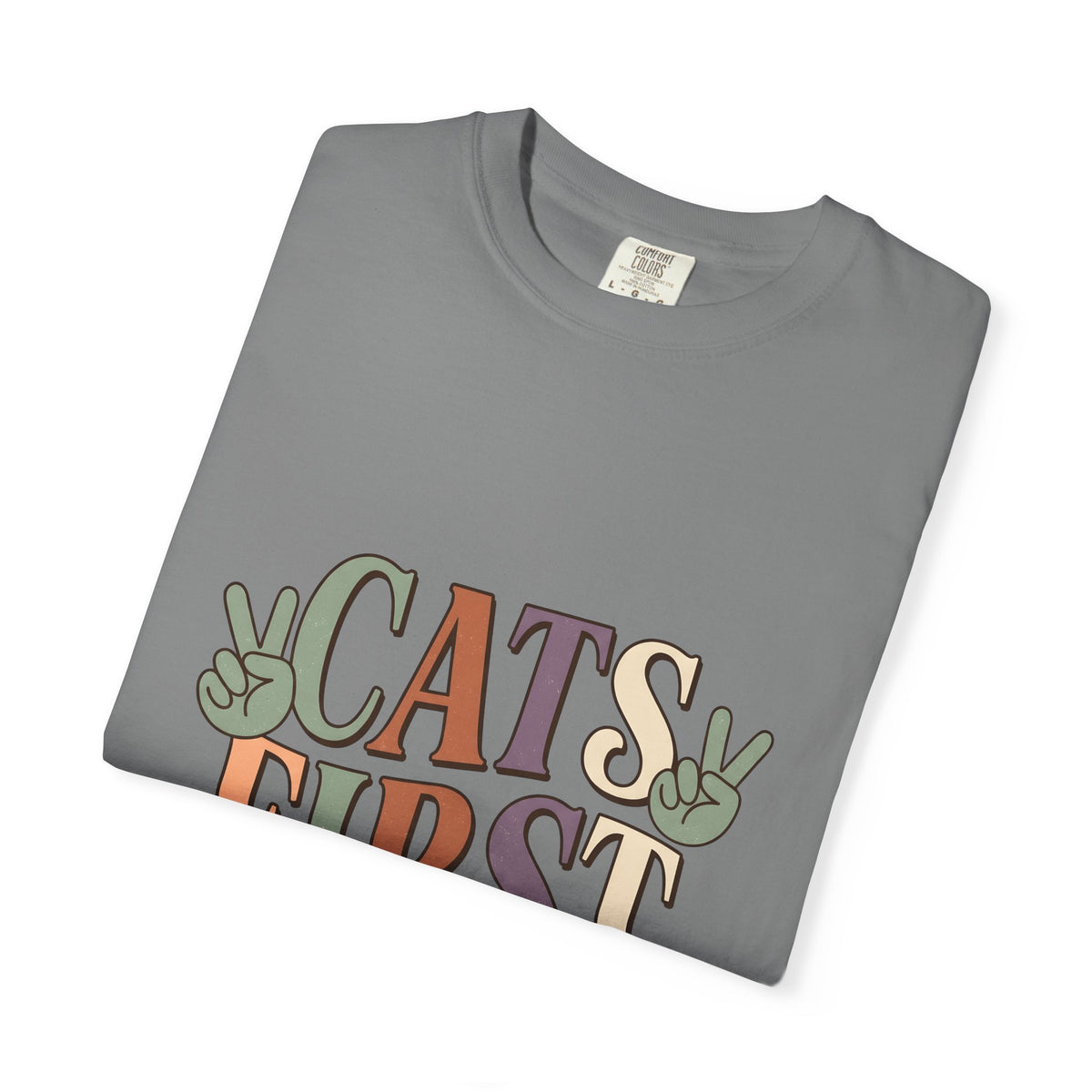 Peace Symbol Design T-Shirt Cat Animal Gift Women Vintage T-Shirt Peace Sign T-Shirt Cat Fan Feline T-Shirt Creature Graphic Sketch Hand Gesture