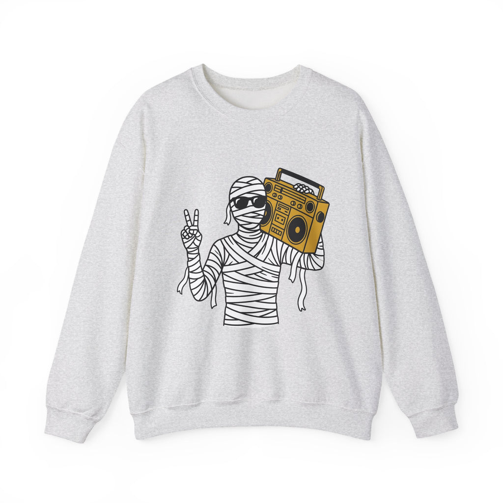Mummy Boombox Halloween Audio Gift Sketch Wrapped Mummy Horror Fan Monster Drawing Old Sweatshirt