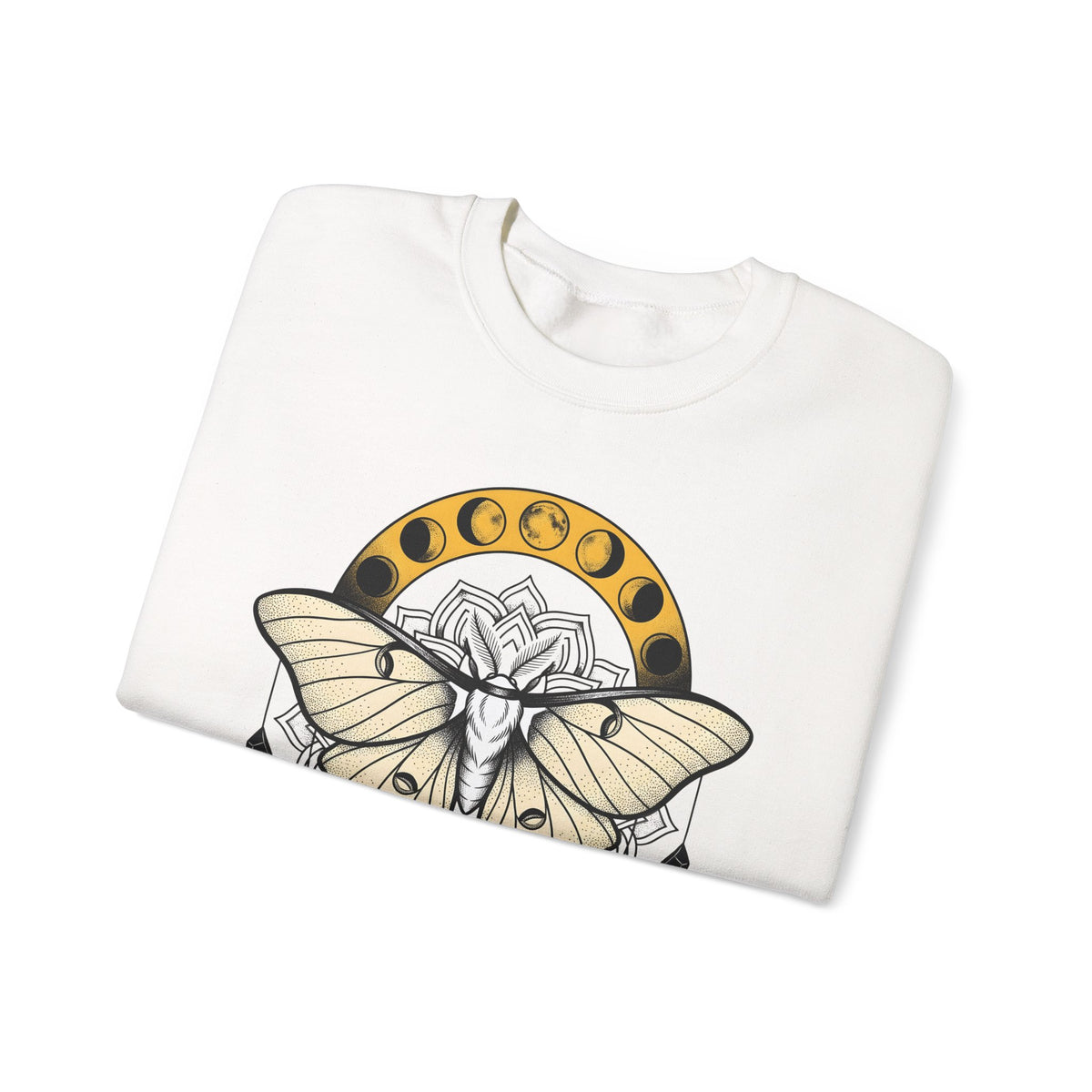 Luna Moth Sweatshirt Boho Chic Mystical Gift Women Mandala Sweatshirt Moon Moth Sweatshirt Hippie Fan Sacred Sweatshirt Spiritual Graphic Line Art Moon Phases