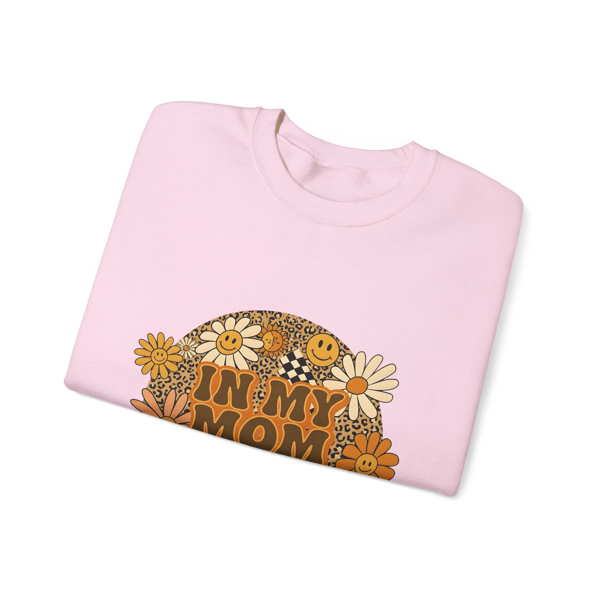 Smiley Flowers Sweatshirt Moms Aesthetic Gift Women Boho Sweatshirt Happy Face Sweatshirt Motherhood Enthusiast Hippie Sweatshirt Visual Design Retro Leopard