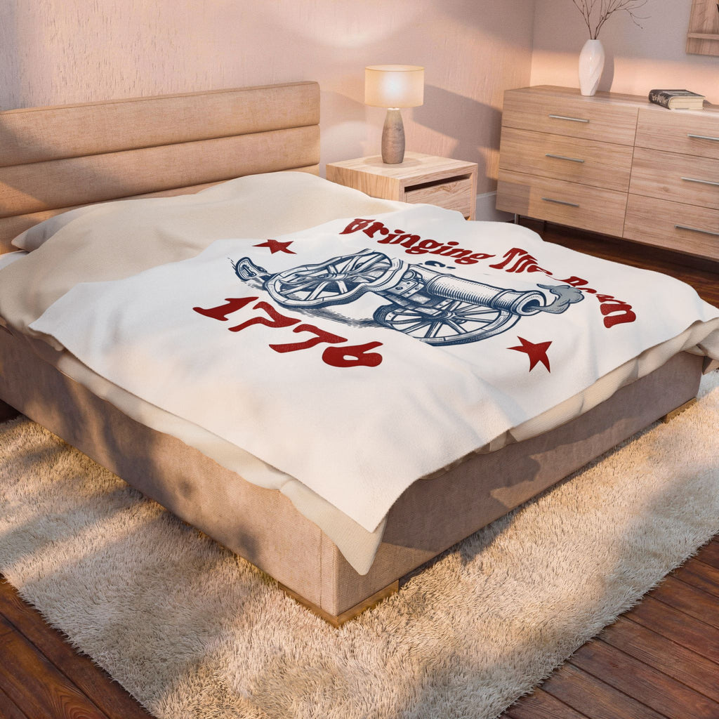 Cannon Illustration Blanket 4th Of July America Gift Women Retro Blanket Artillery Blanket Fireworks Fan Vintage Blanket Patriotic Graphic Sketch