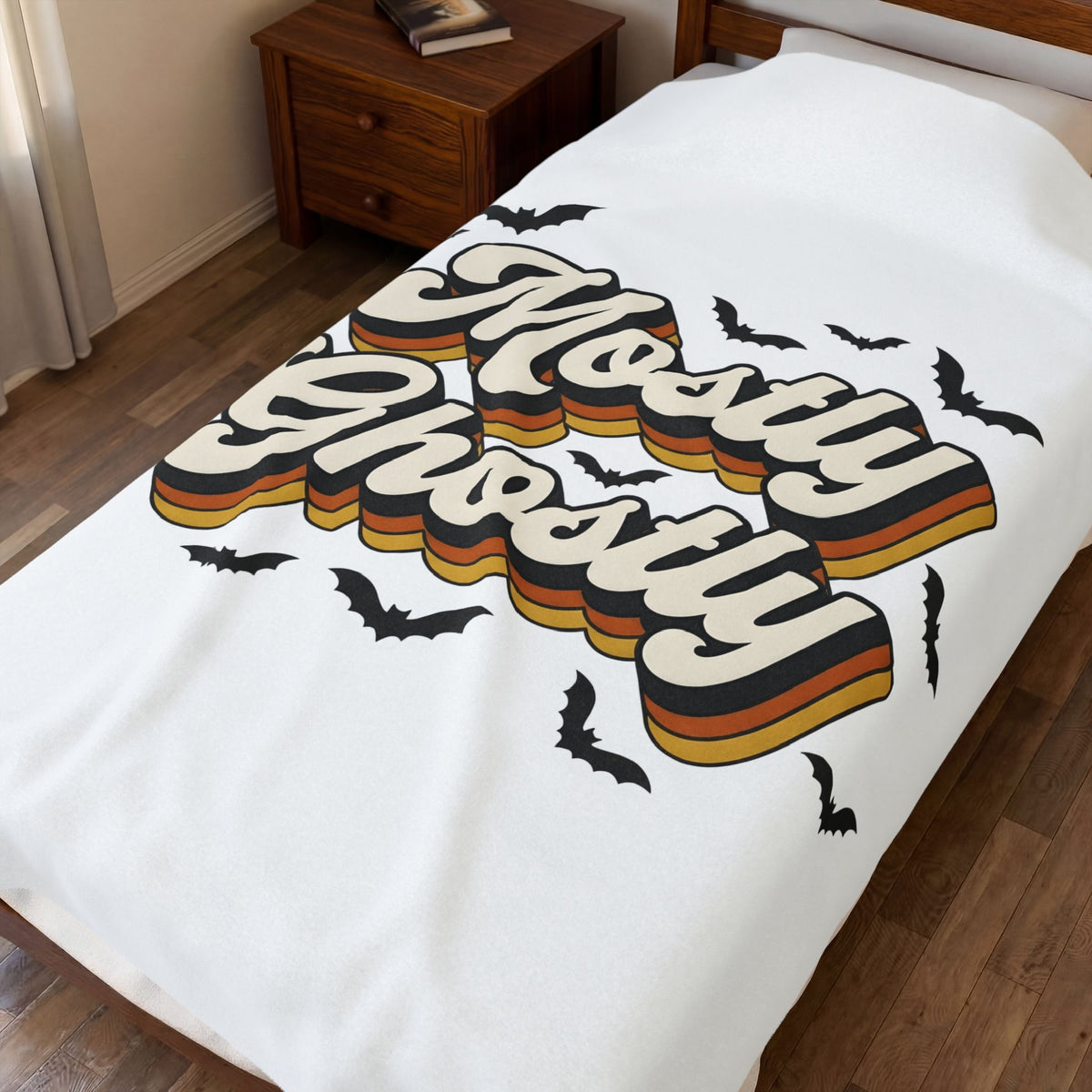 Bat Halloween Horror Gift Throwback Flying Bat Horror Fan Spooky Terror Old School Color Blanket