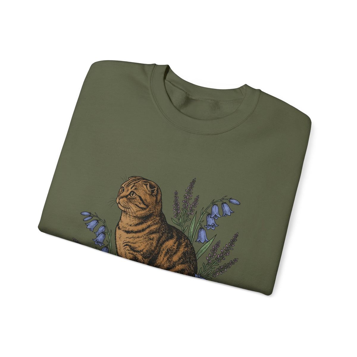 Tiger Cat Sweatshirt Cat Petals Gift Women Leaf Sweatshirt Tabby Cat Sweatshirt Cat Fan Feline Sweatshirt Floral Graphic Sketch Wild Blooms Sweatshirt