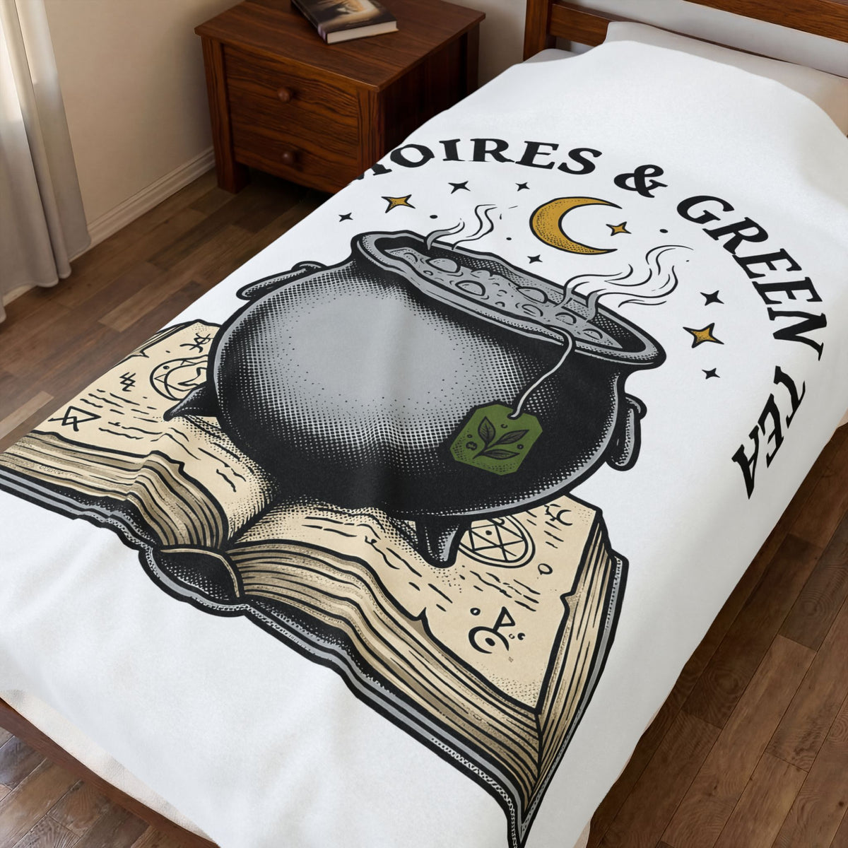 Witch Cauldron Blanket Boho Chic Witchcraft Gift Women Vintage Blanket Cauldron Blanket Bohemian Enthusiast Retro Blanket Occult Graphic Hand Drawn