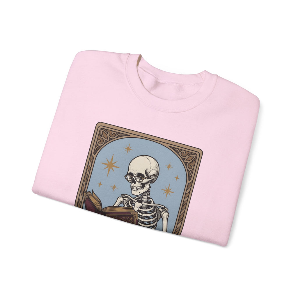 Skeleton Reading Book Sweatshirt Gothic Academic Gift Women Vintage Sweatshirt Skeleton Sweatshirt Dark Fan Retro Sweatshirt Scholar Graphic Tarot Coffee Cup