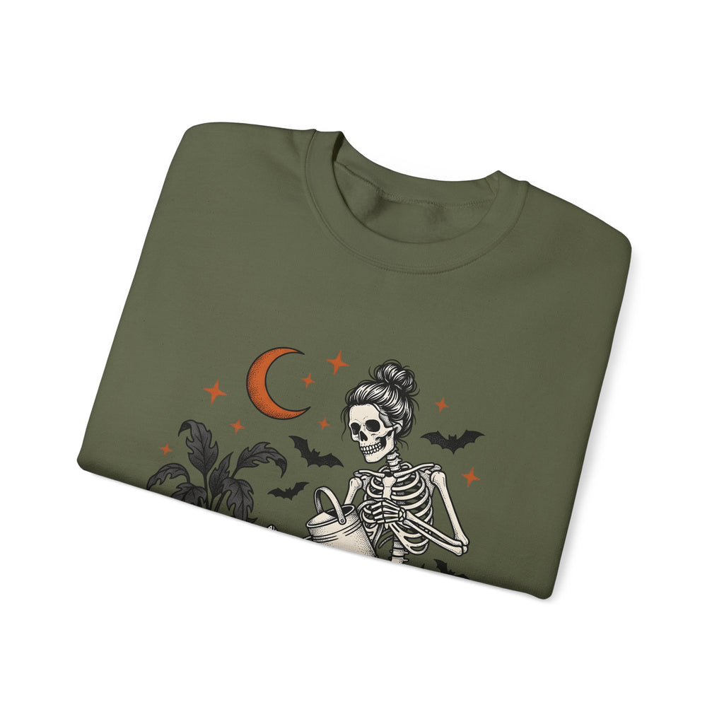 Skeleton Gardener Sweatshirt Mom Halloween Gift Women Tattoo Sweatshirt Bones Sweatshirt Mother Enthusiast Ink Sweatshirt Spooky Graphic Vintage Houseplants