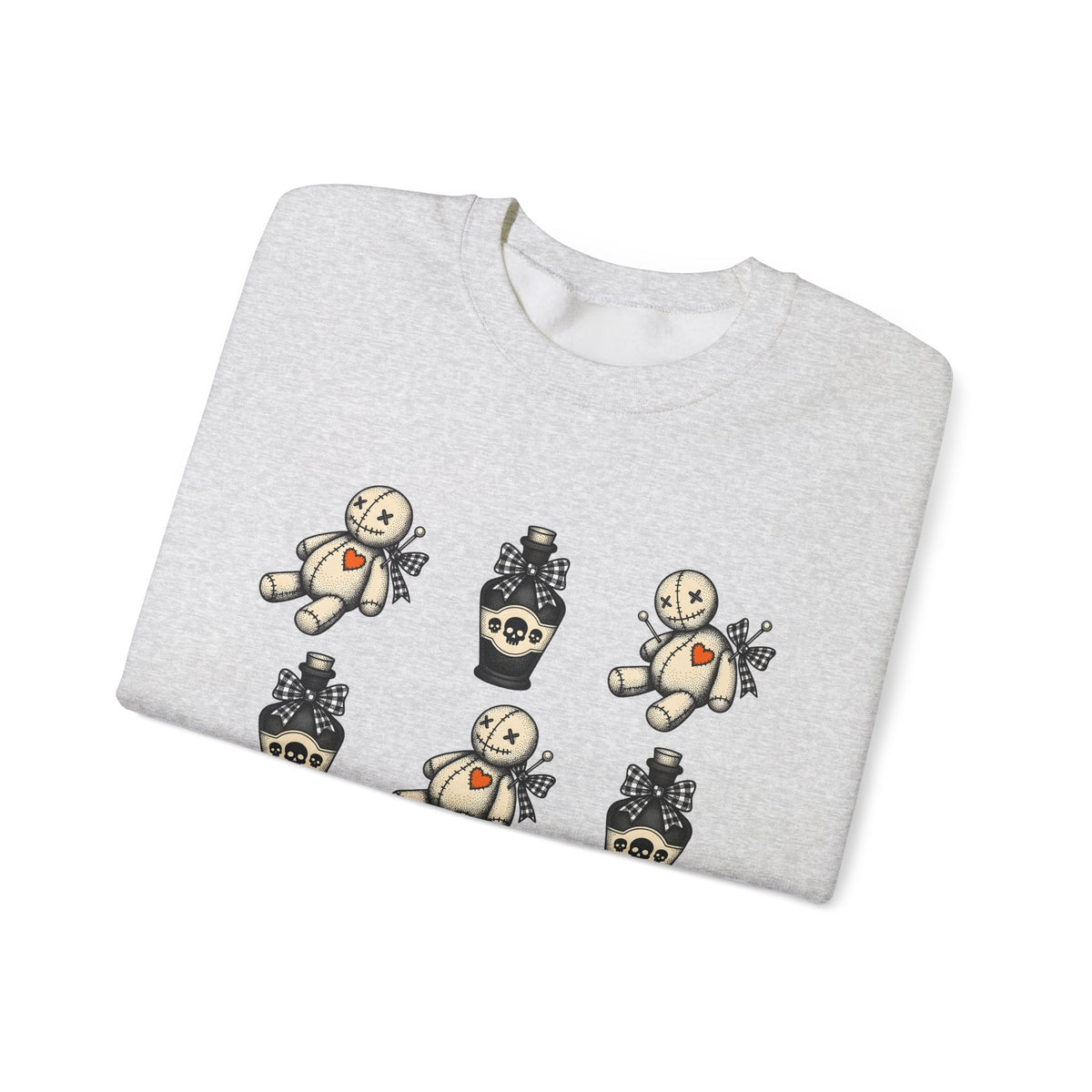 Charm Doll Sweatshirt Halloween Macabre Gift Women Old School Sweatshirt Voodoo Doll Sweatshirt Horror Fan Retro Sweatshirt Dark Graphic Throwback Remedy Flask