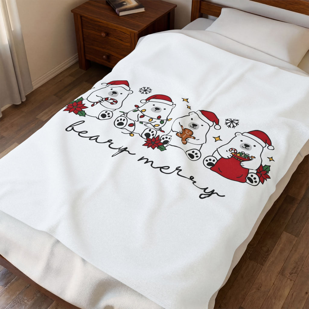 Polar Bear Pack Christmas Fauna Gift Playful Ursidae Xmas Fan Arctic Animal Wildlife Festive Blanket