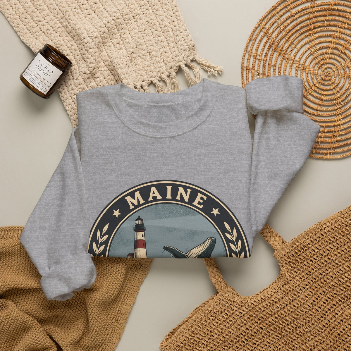 Whale Beacon Sweatshirt Maine Marine Gift Women Vintage Sweatshirt Whale Sweatshirt New England Enthusiast Distressed Sweatshirt Nautical Graphic Retro Sea