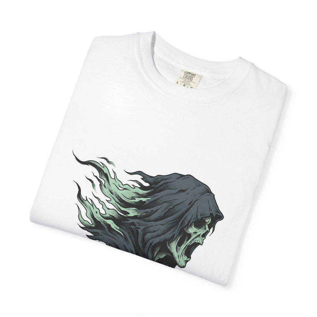 Skeleton Skull T-Shirt Halloween Scary Gift Women Gothic T-Shirt Skull T-Shirt Horror Fan Dark T-Shirt Fright Graphic Hand Drawn Ripped Cloak
