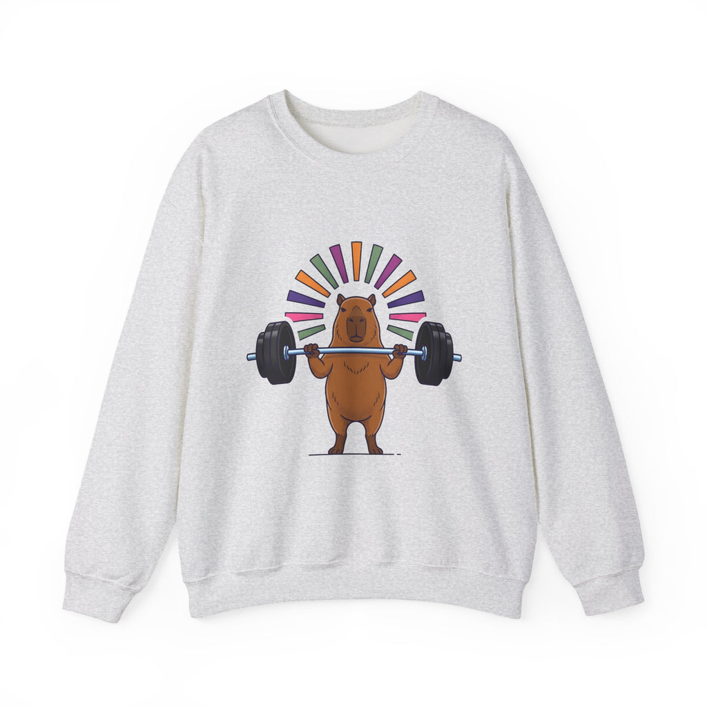 Capybara Gym Training Sweatshirt Sports Pets Gift Women Hand Drawn Sweatshirt Rodent Sweatshirt Athlete Enthusiast Illustrated Pet Graphic Classic Rainbow