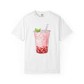 Strawberry Boba Tea T-Shirt Drinks Gastronomy Gift Women Gouache T-Shirt Boba Tea T-Shirt Beverage Fan Watercolor T-Shirt Foodie Graphic Clean Mint