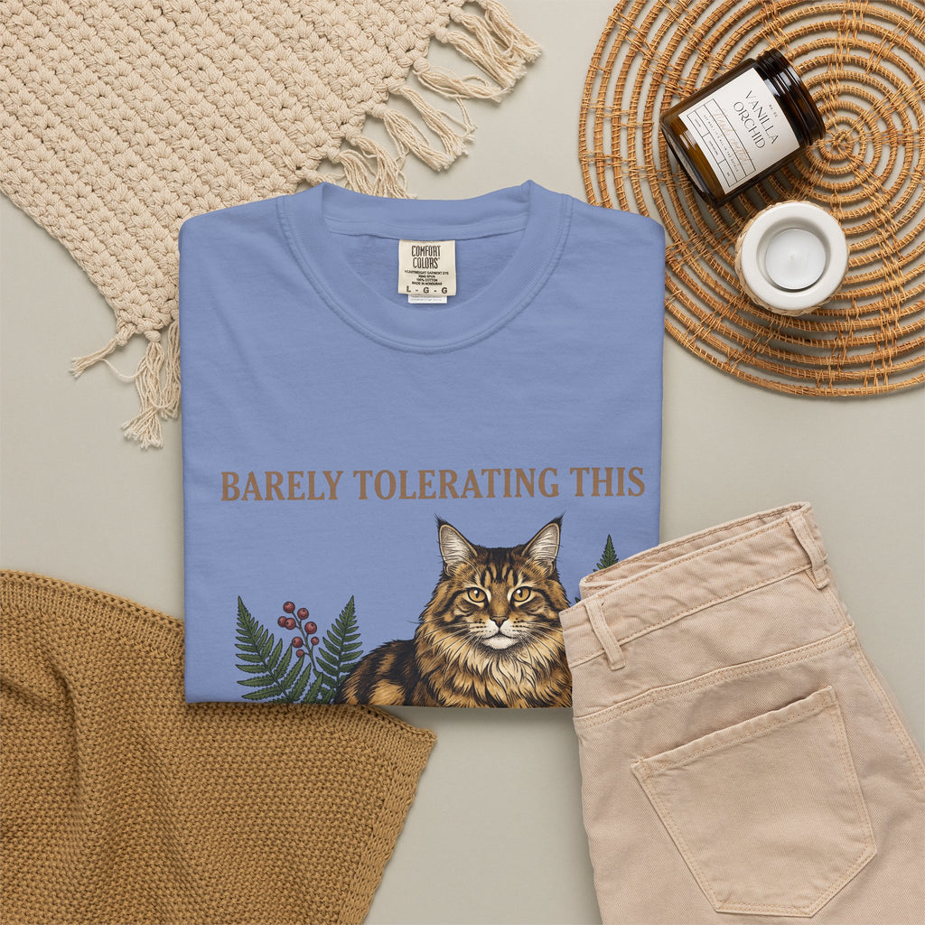 Maine Coon Pet Cat Fun Gift Plant Cat Cat Fan Botanical Humorous Traditional Frond T-Shirt