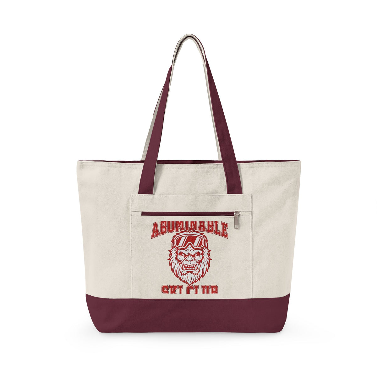 Abominable Snowman Face Tote Bag Christmas Cold Gift Women Strong Tote Bag Yeti Tote Bag Xmas Fan Vintage Tote Bag Frosty Graphic Antique Snow Goggles