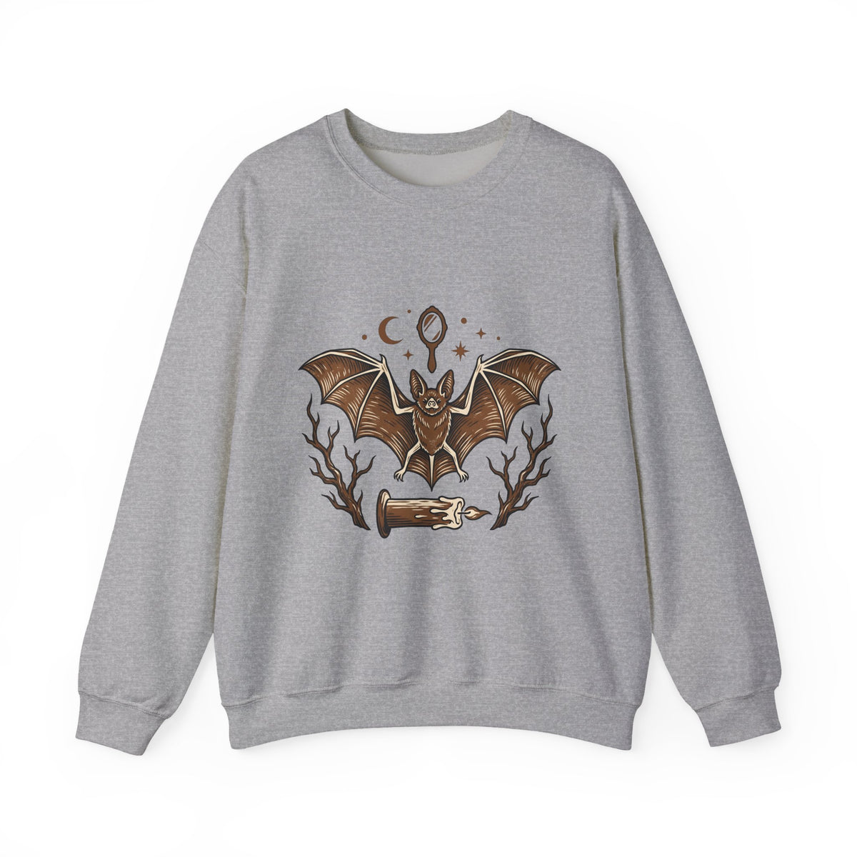 Bat Drawing Sweatshirt Boho Chic Magic Gift Women Creepy Sweatshirt Bat Sweatshirt Bohemian Fan Spooky Sweatshirt Mystical Graphic Sketch Taper Candle Sweatshirt