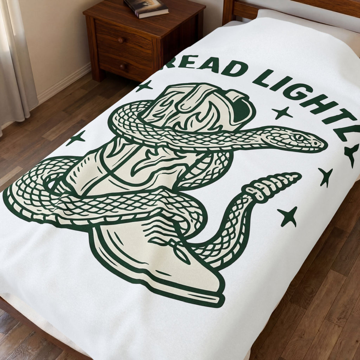 Serpent Cowboy Boot Western Camping Gift Rustic Snake Boot Cowboy Fan Country Outdoor Retro Blanket