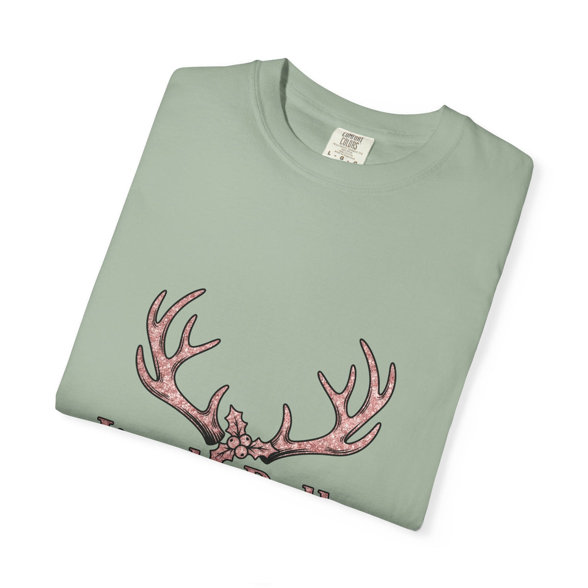 Reindeer Antlers Christmas Holiday Gift Glitter Caribou Xmas Fan Sparkly Seasonal Hand Drawn T-Shirt