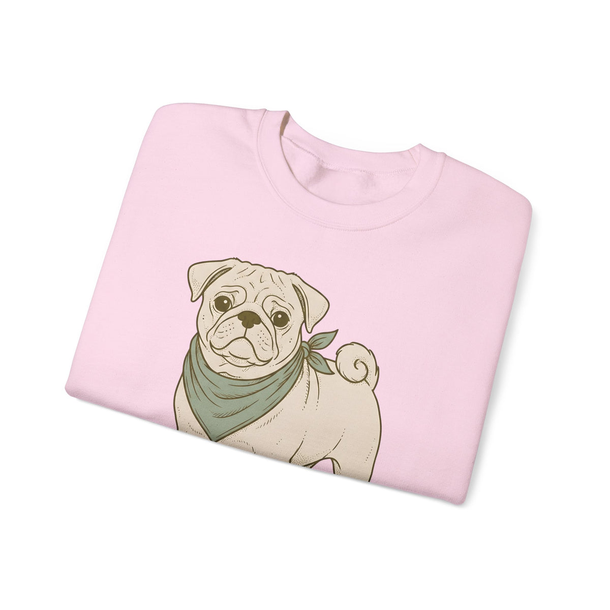 Pug Dog Sweatshirt Dog Pets Gift Women Hand Drawn Sweatshirt Puggle Sweatshirt Dog Fan Mop Dog Graphic Pet Design Illustration Minimalist Bandana Sweatshirt