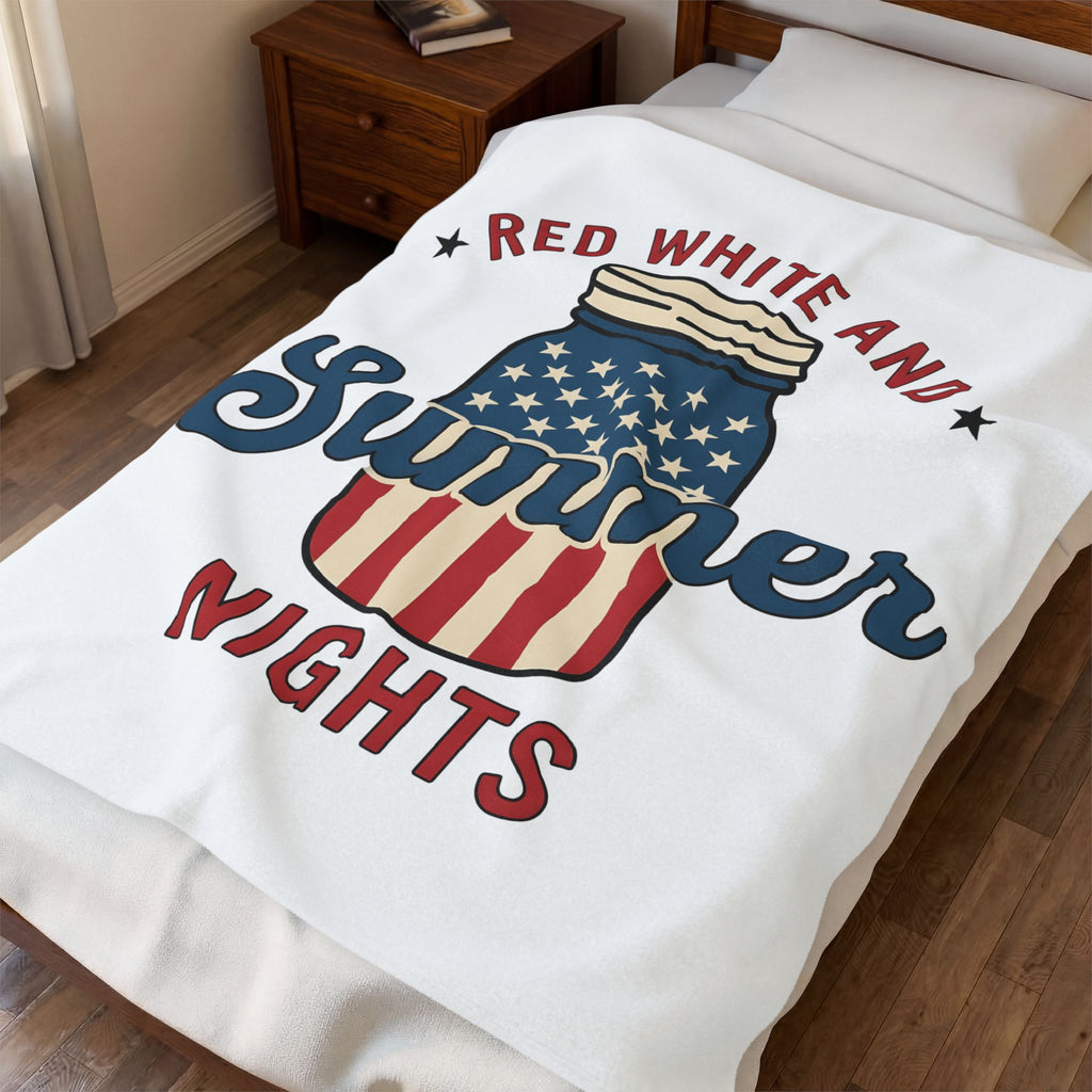 American Mason Jar Blanket 4th Of July Summer Decor Gift Women Farmhouse Blanket Mason Jar Blanket Patriotic Fan Rustic Blanket Summer Design