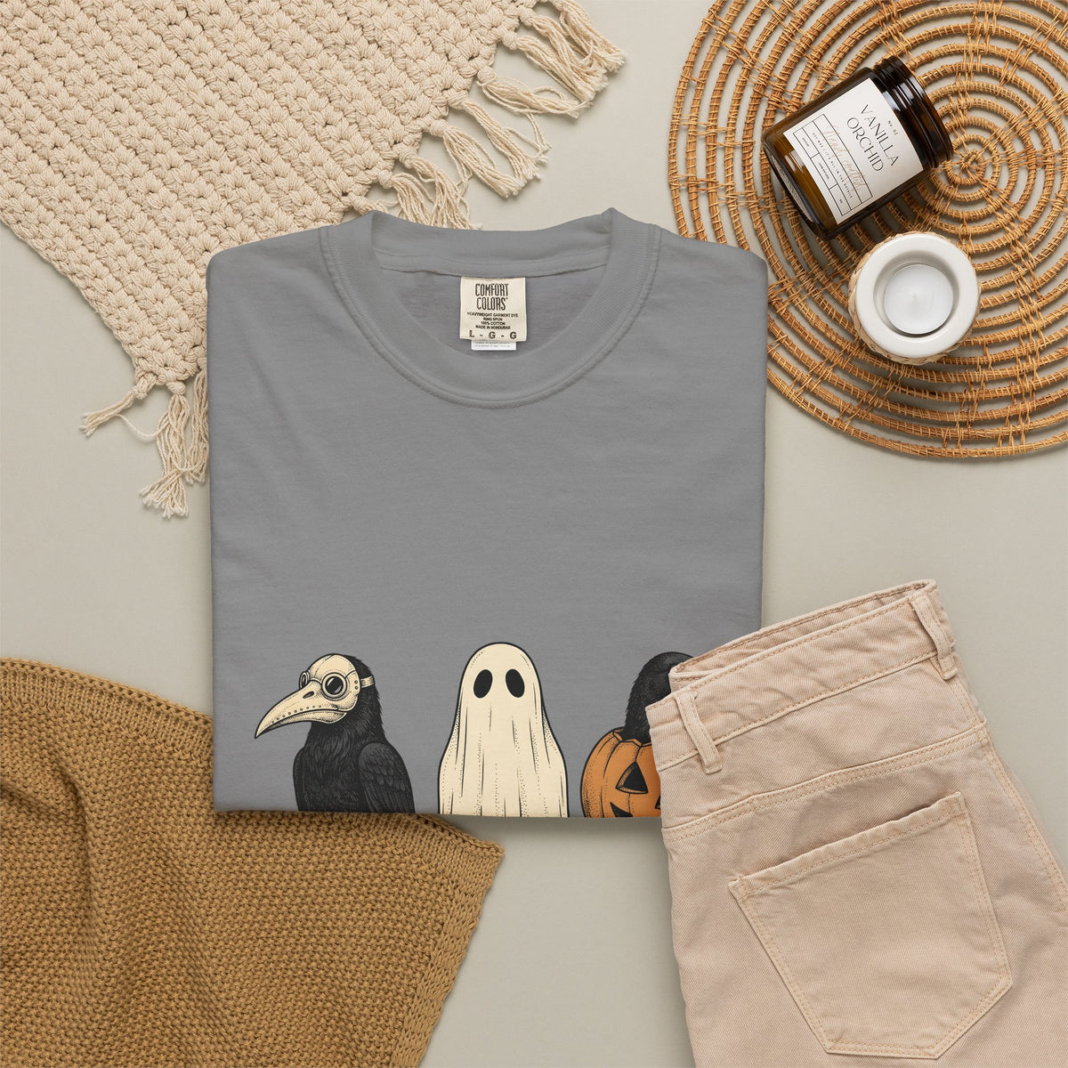 Raven Outfit T-Shirt Halloween Horror Gift Women Retro T-Shirt Crow Outfit T-Shirt Horror Fan Creepy Graphic T-Shirt Sketch Jack-O-Lantern T-Shirt