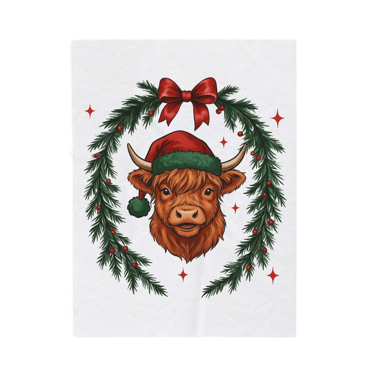 Hairy Cow Christmas Fauna Gift Comic Furry Cow Holiday Fan Cartoon Wildlife Old School Blanket