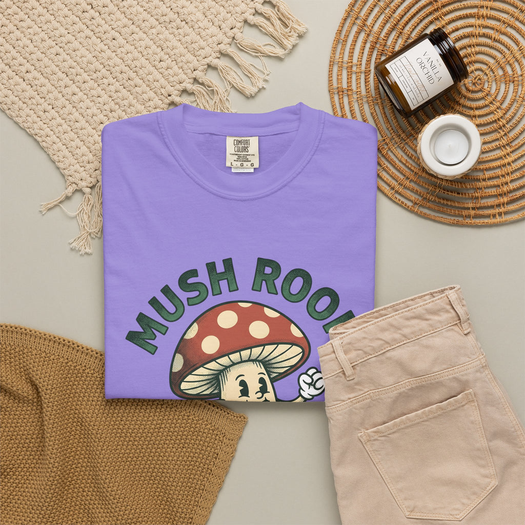 Funny Mushroom T-Shirt Funny Outdoors Gift Women Classic T-Shirt Toadstool T-Shirt Humor Fan Vintage T-Shirt Camping Graphic Hand Drawn Smiley Face