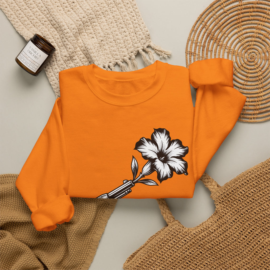Revolver Flower Sweatshirt Cowgirl Western Gift Women Tattoo Sweatshirt Gunflower Sweatshirt Rodeo Fan Traditional Sweatshirt Country Graphic Vintage Hibiscus