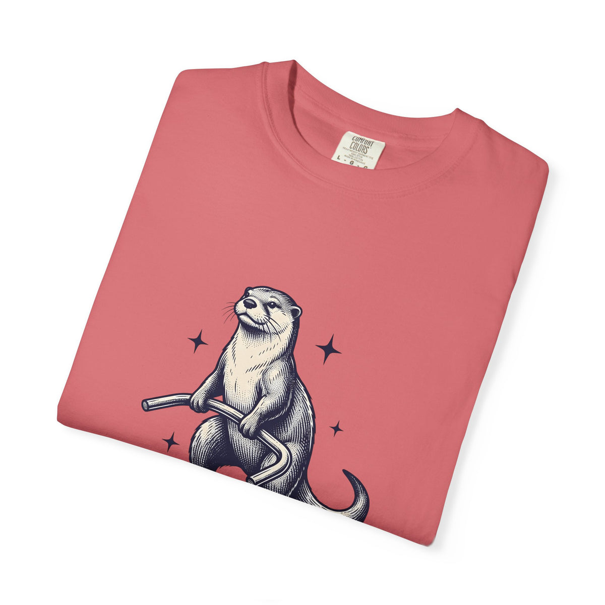 Strong Otter T-Shirt Funny Animal Gift Women Vintage T-Shirt Otter T-Shirt Humor Fan Retro T-Shirt Wildlife Graphic Hand Drawn Stars T-Shirt