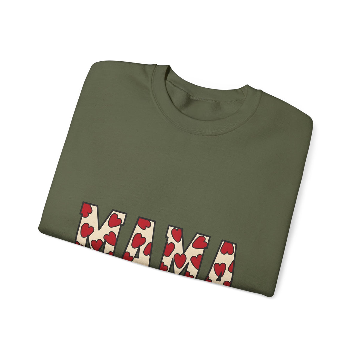 Heart Pattern Text Sweatshirt Moms Family Gift Women Bold Sweatshirt Typography Sweatshirt Motherhood Fan Graphic Sweatshirt Clan Graphic Retro Red Hearts